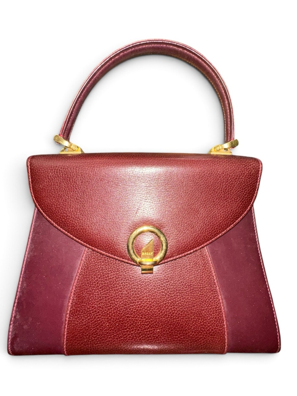 Vintage Bally Burgundy Leather Top Handle Crossbody Bag